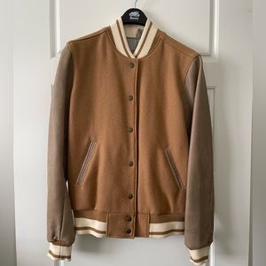 BNWOT - Roots Leather Varsity Jacket - Camel - Size 4